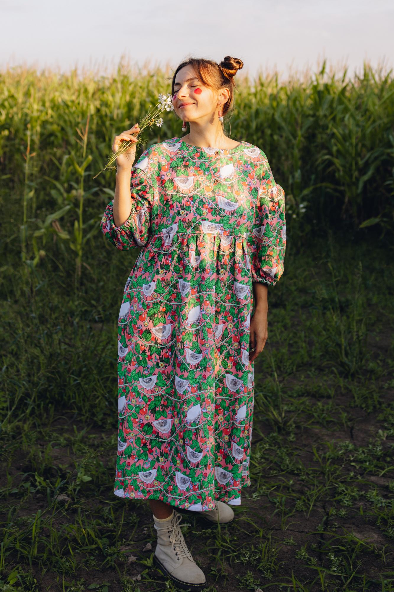 Платье Курочка - Принт Курочки