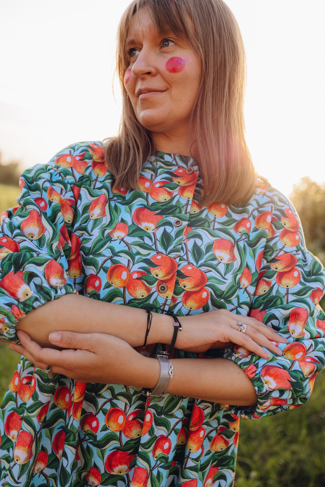 Платье Курочка - Принт Яблочки