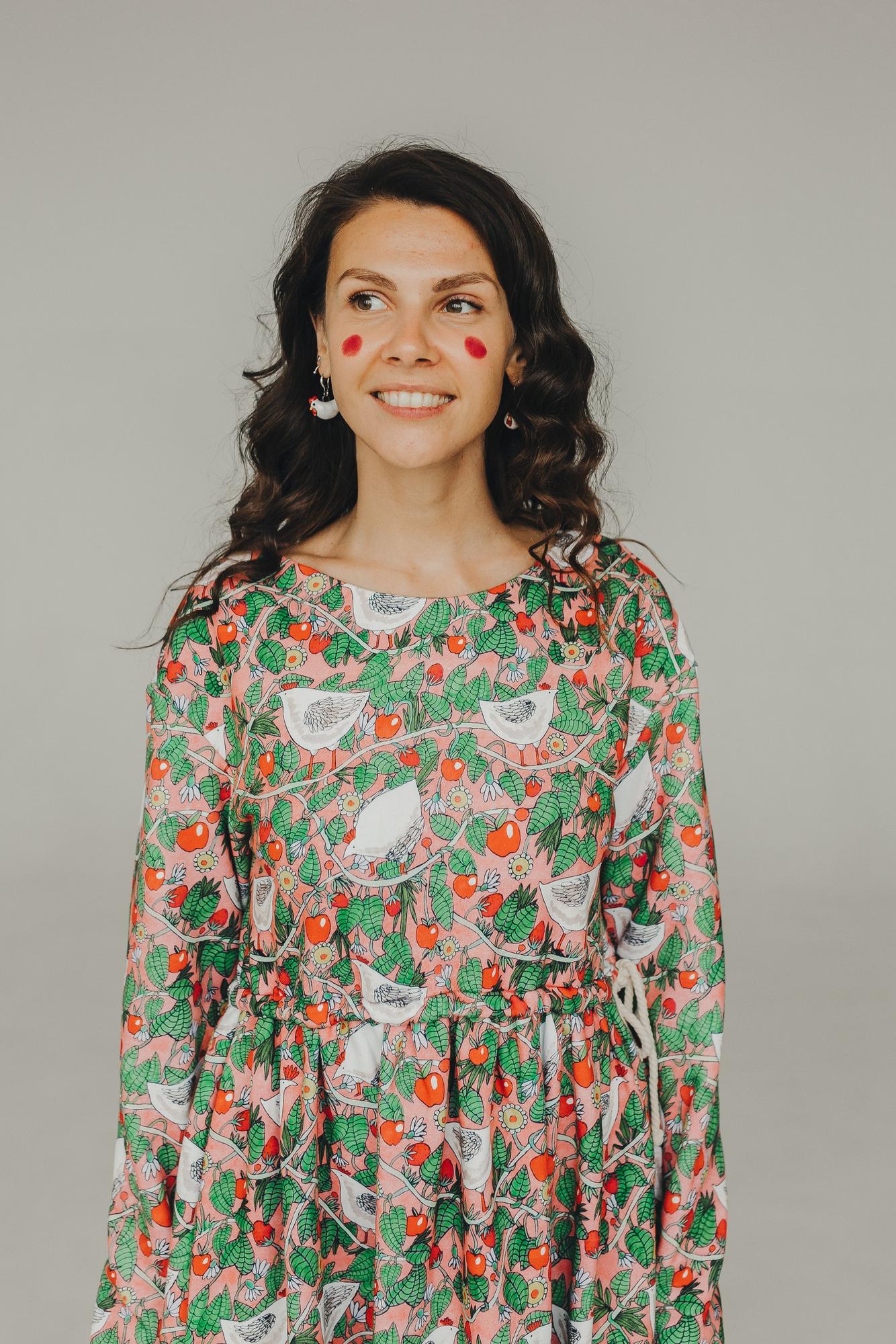 Платье Голубка - Принт Курочки