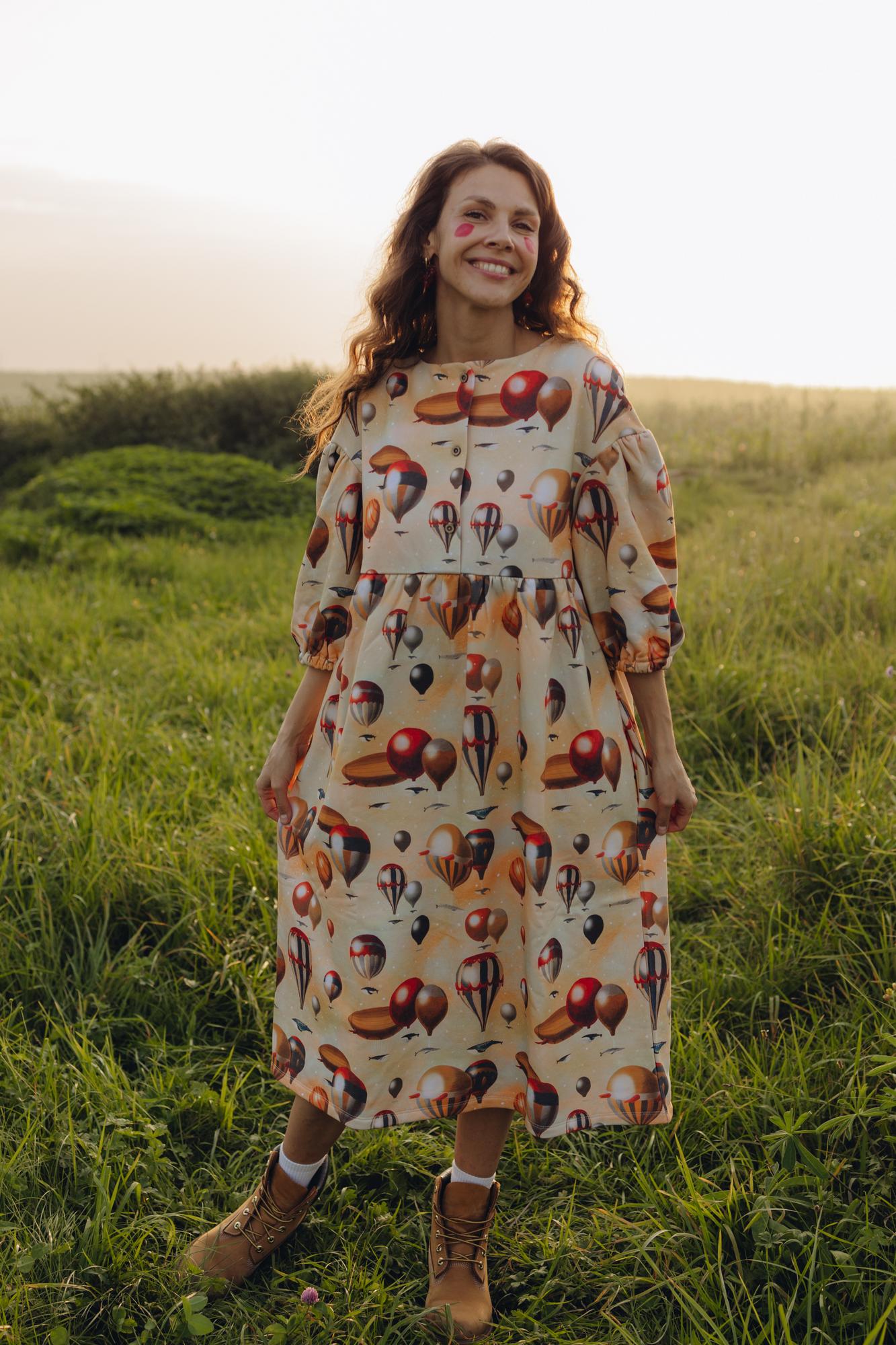 Платье Курочка - Принт Киты Не Летают