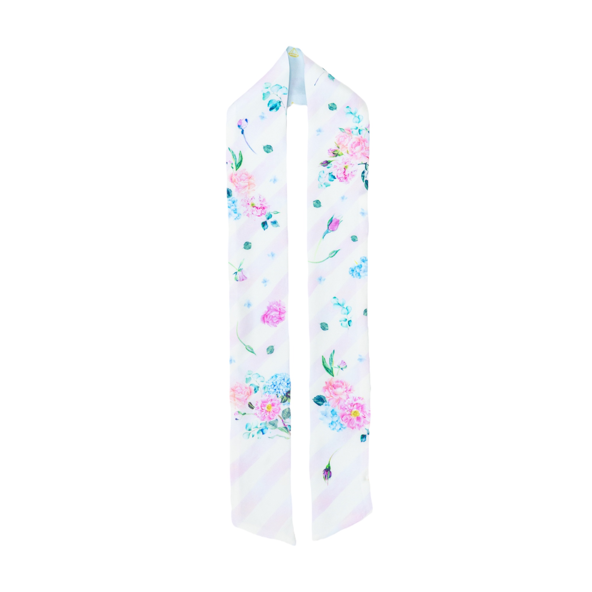 Платок  Твилли "Цветы голубая кайма"