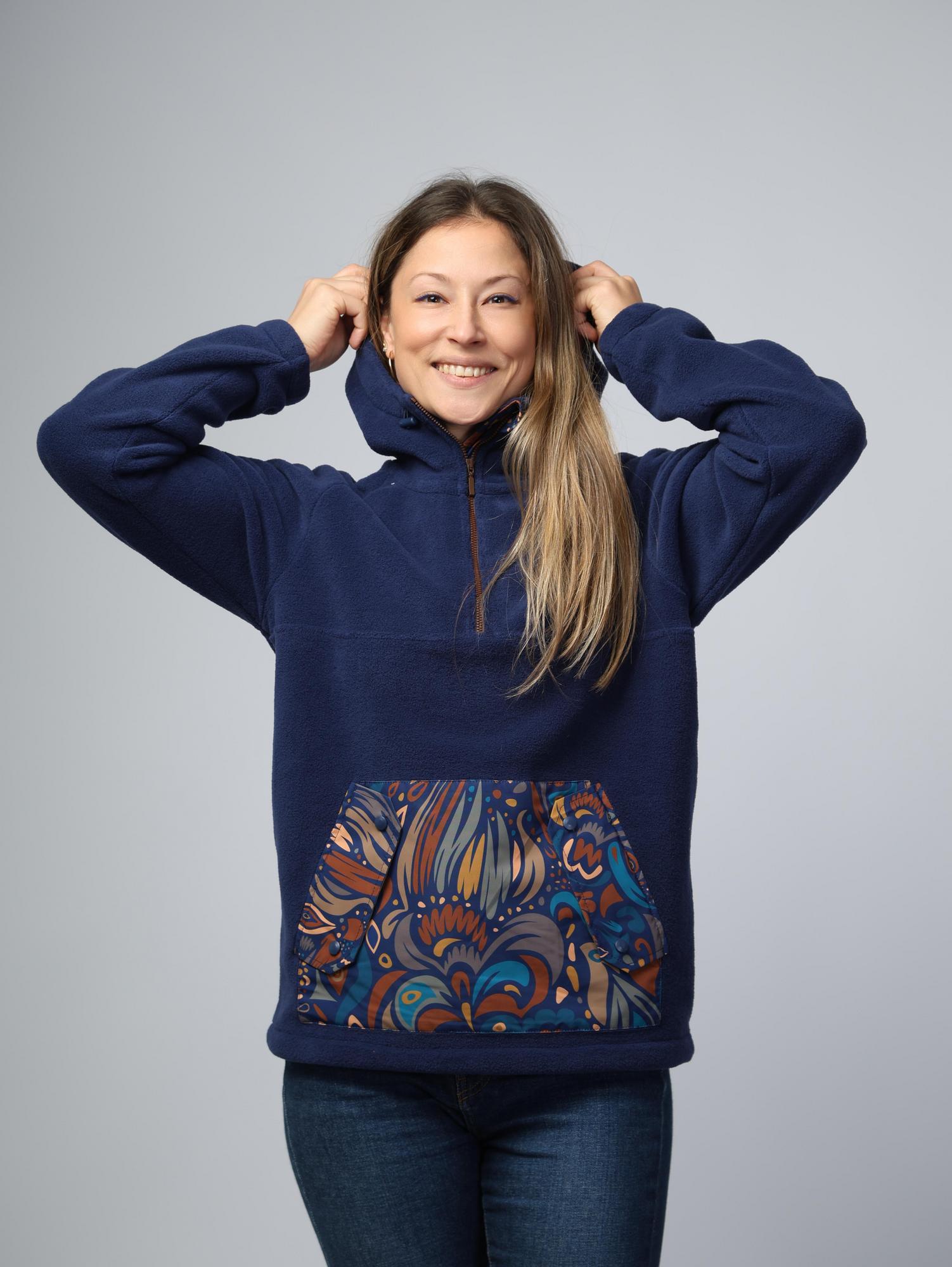 Женская флисовая толстовка на молнии Ультрамарин