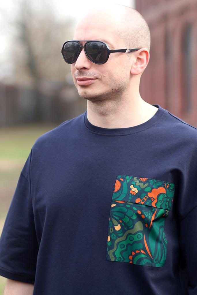 Синяя оверсайз унисекс (принт Изумруд)