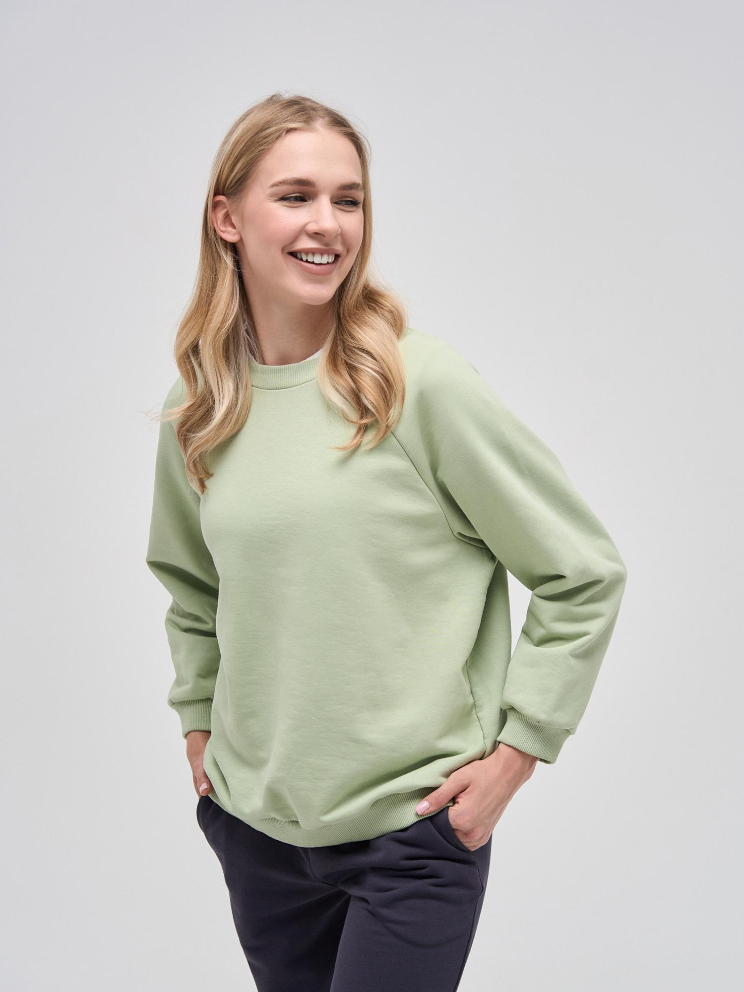 Свитшот женский оверсайз фисташкового цвета