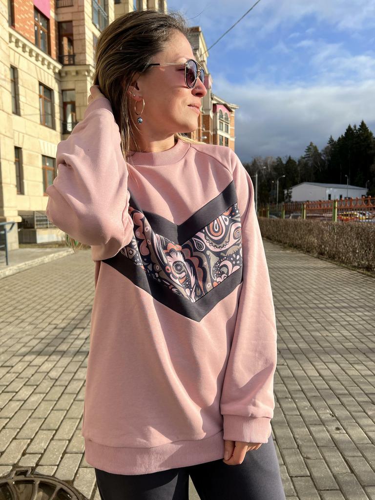 Женский свитшот Сирень пудра свободного кроя