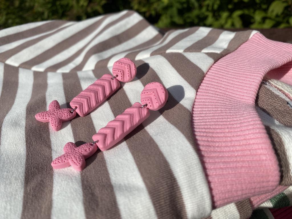 Серьги Розовый зефир с цветочком