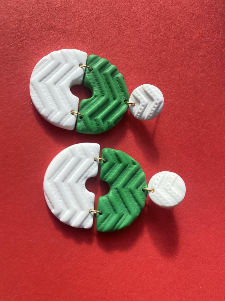 Серьги Террасы зелено-белые