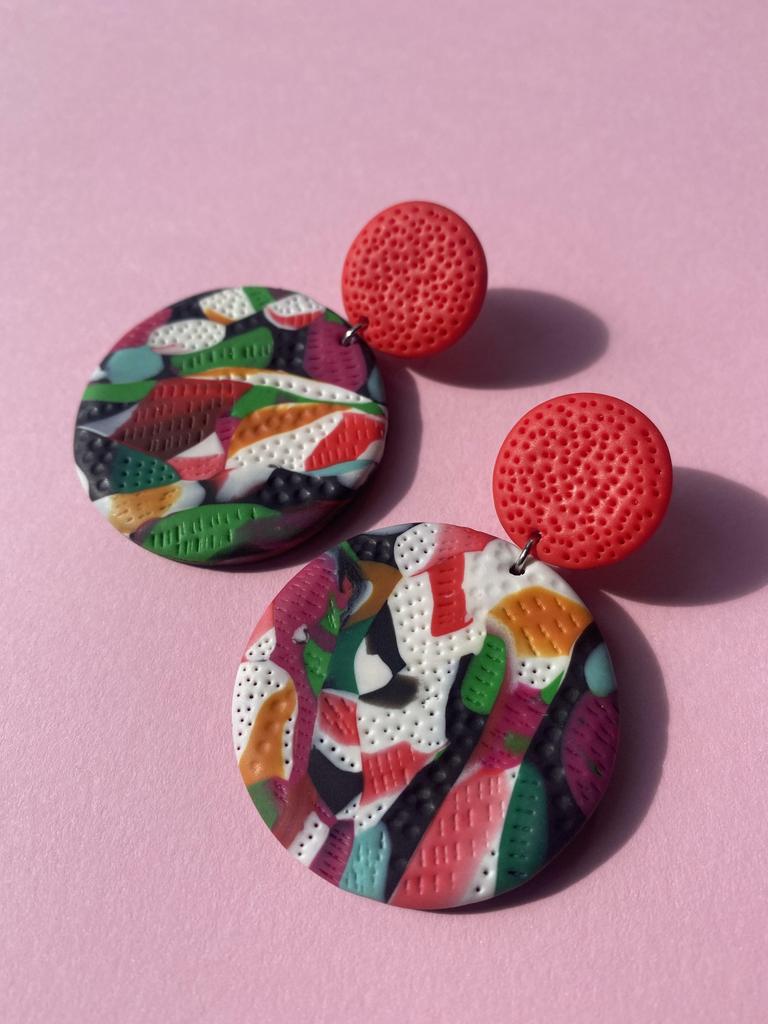 Серьги Арбузы с красным