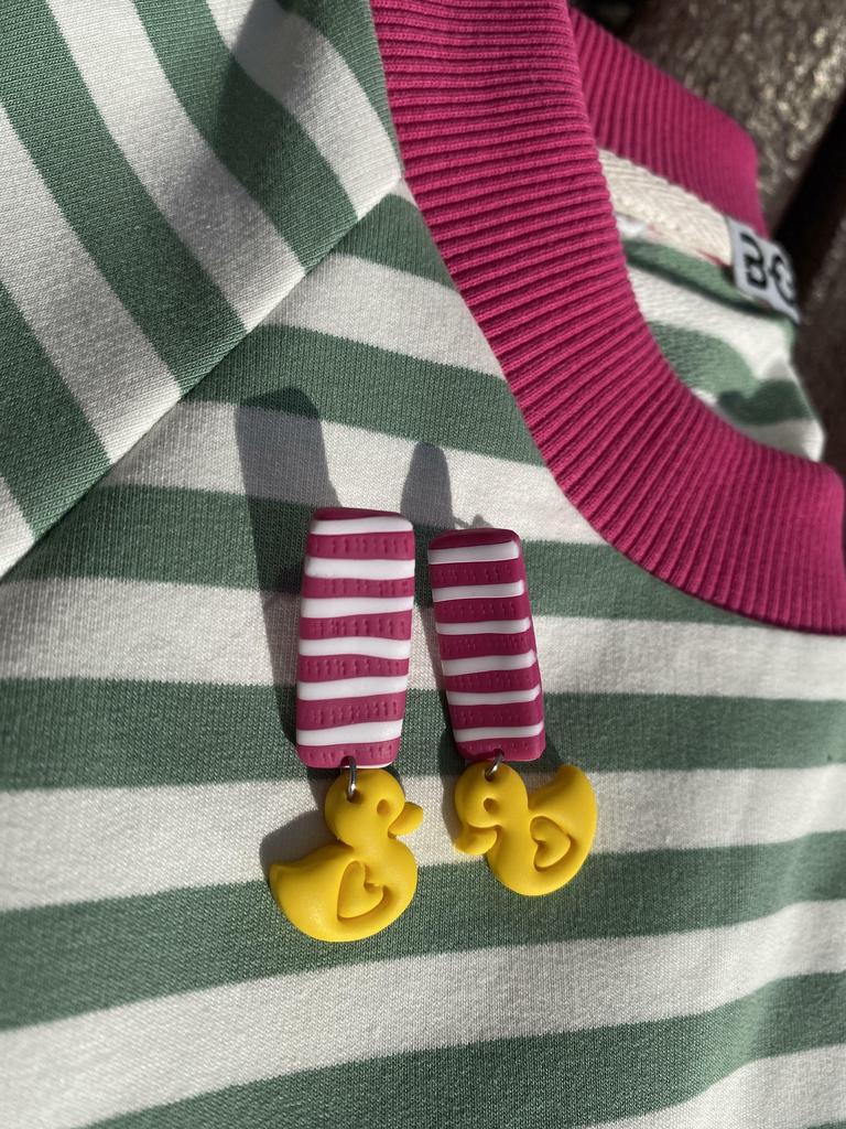 Серьги Морские уточки фуксия