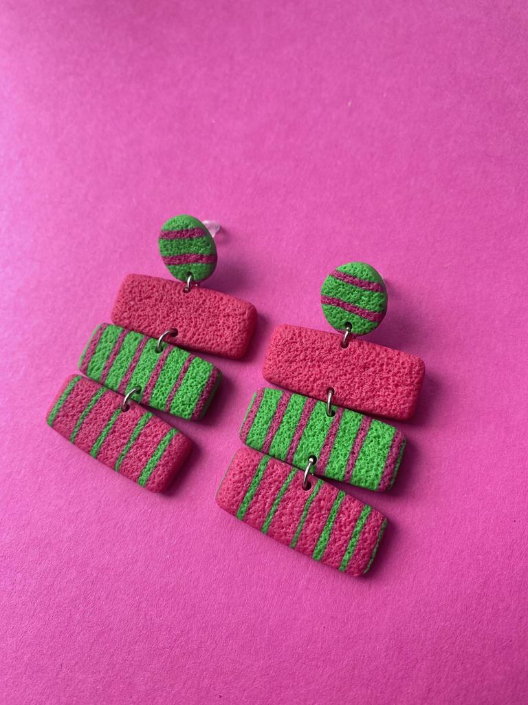 Серьги Гармошки фуксия