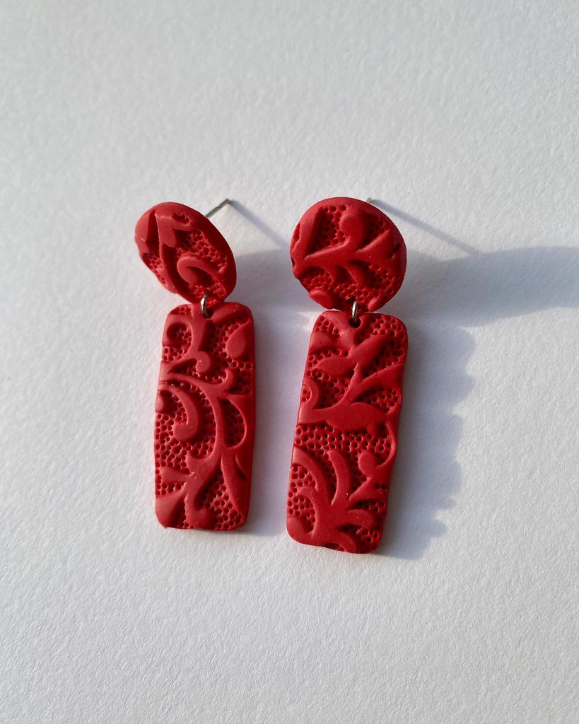 Серьги «Рубиновое кружево» прямоугольные