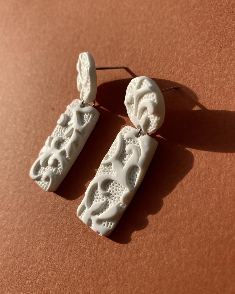 Серьги «Белое кружево» прямоугольные