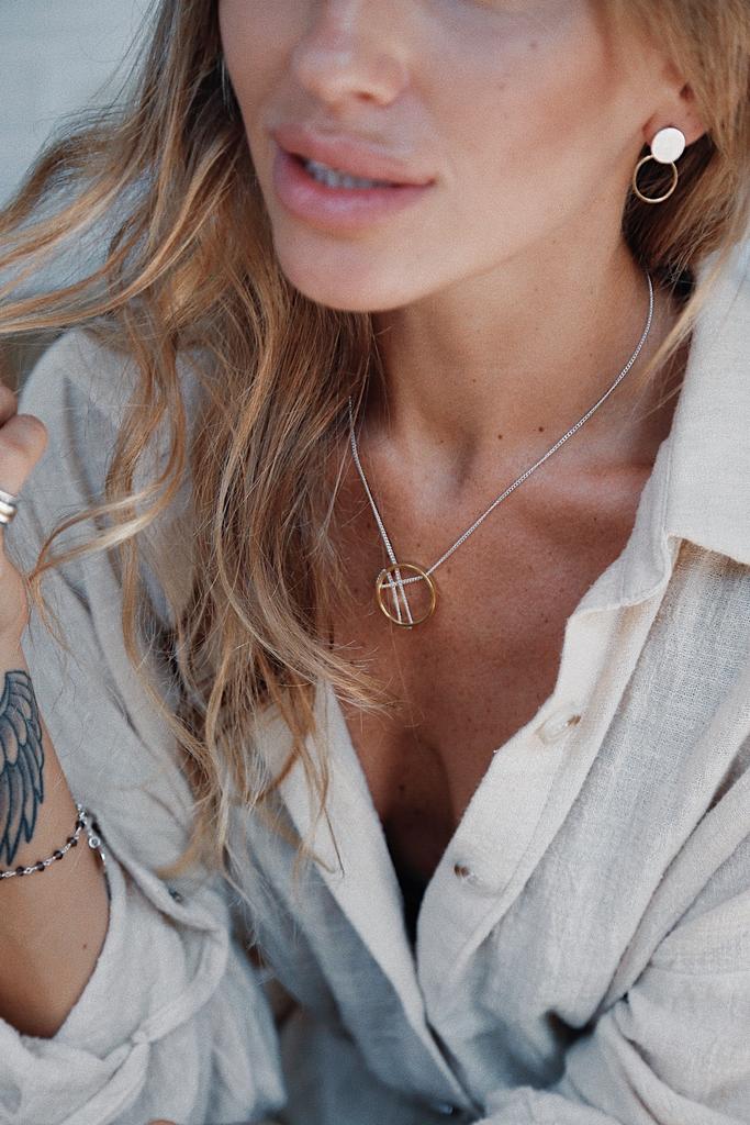 Подвеска Сфера с позолотой с цепями (Ag 925)