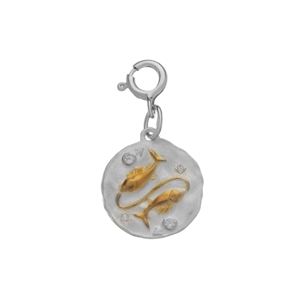 Подвеска знак зодиака "Рыбы" с позолотой (на карабине) (Ag 925)