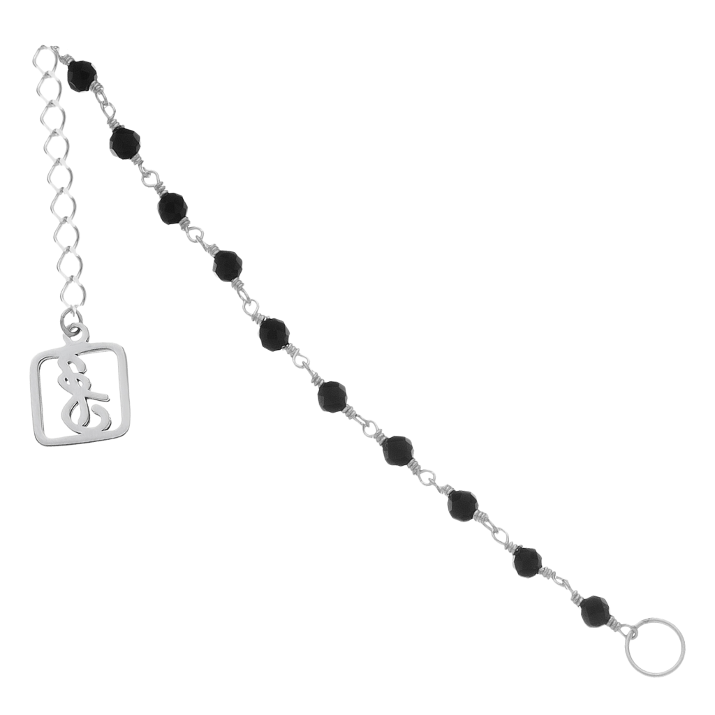 Цепочка на карабин Оникс левая 8 см. (через плетение) (Ag 925)