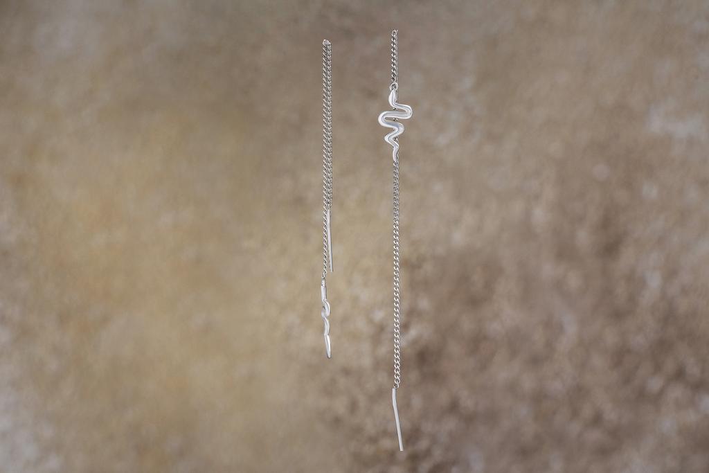 Серьги-подвески Змея (Ag 925)