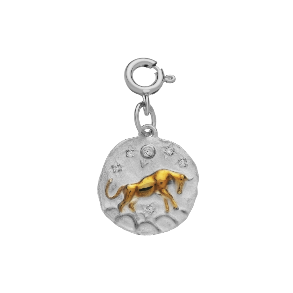 Подвеска знак зодиака " Телец" с позолотой (на карабине) (Ag 925)