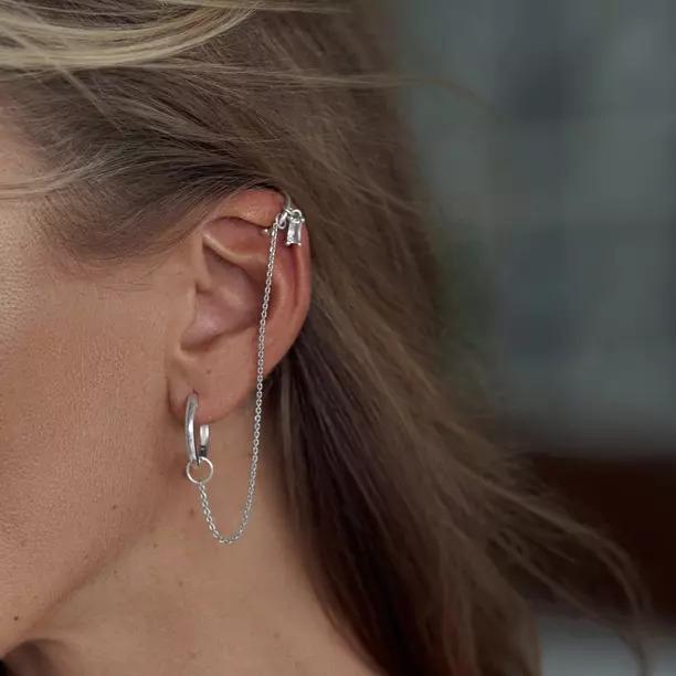 Подвеска на серьгу Кафф с цирконом багет (Ag 925)