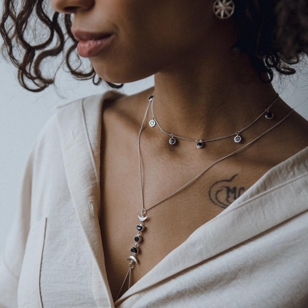 Подвеска Дождик чёрных цирконов (Ag 925)