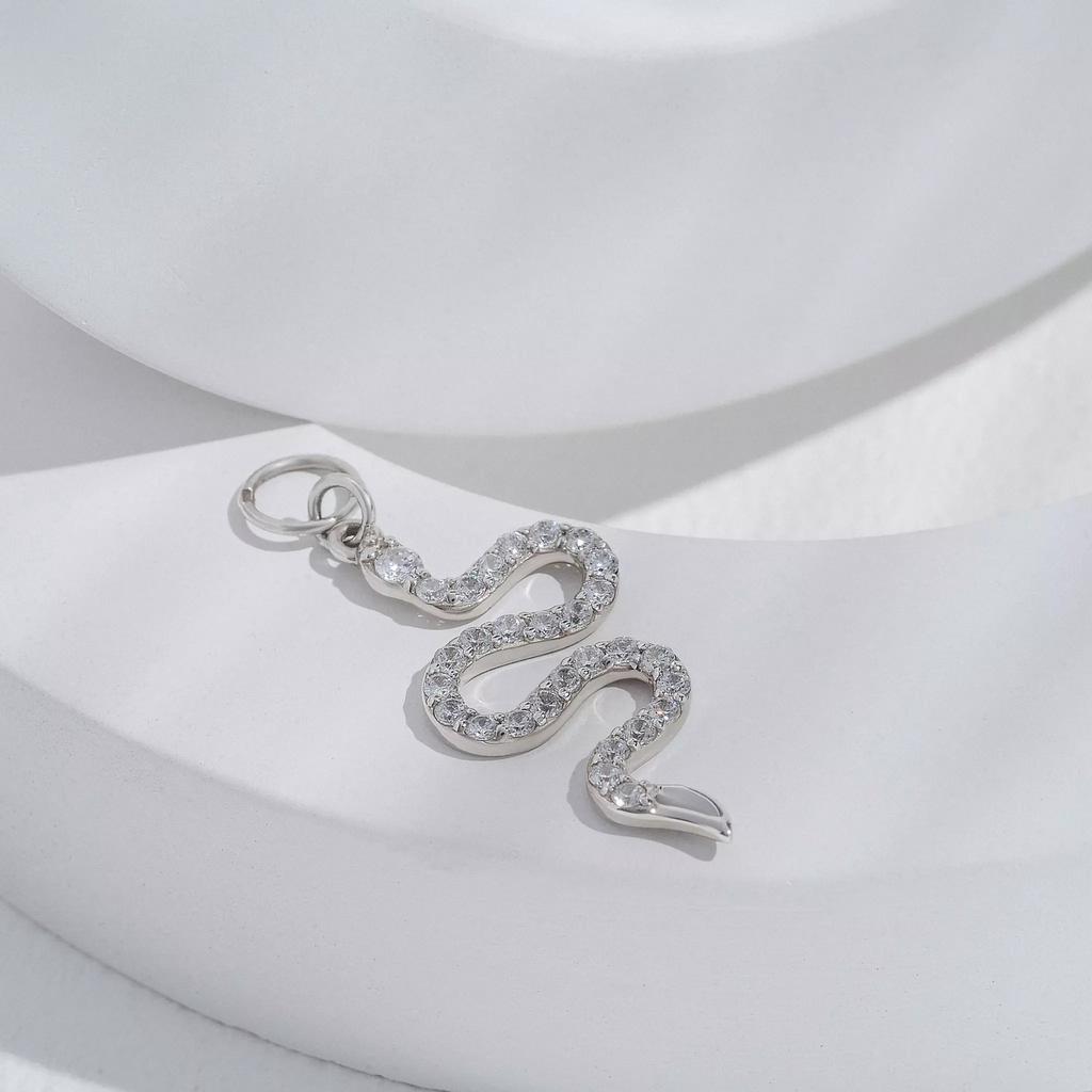 Подвеска на серьгу Змея с белым цирконом (Ag 925)