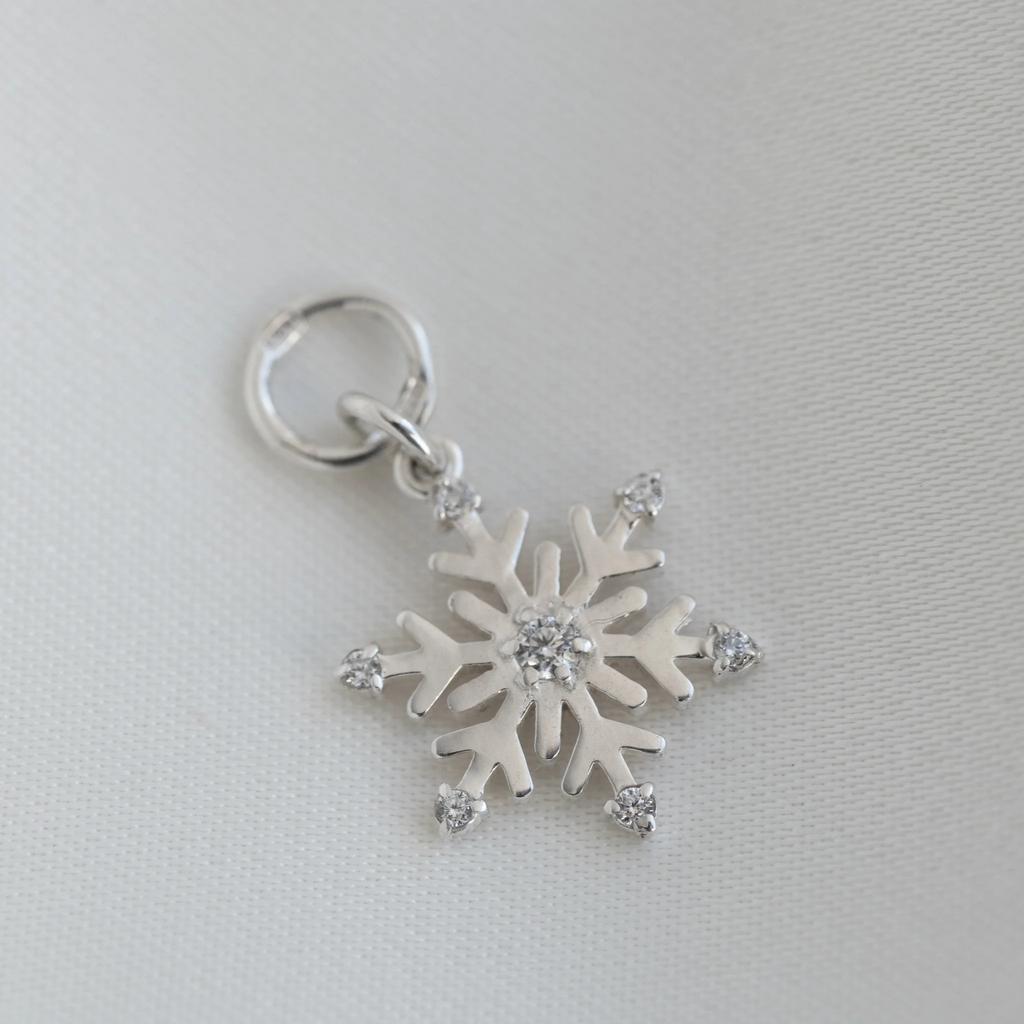 Подвеска на серьгу снежинка с белым цирконом (Ag 925)