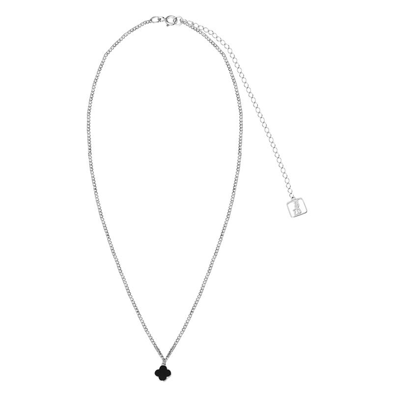 Подвеска клевер с чёрным ониксом (Ag 925)