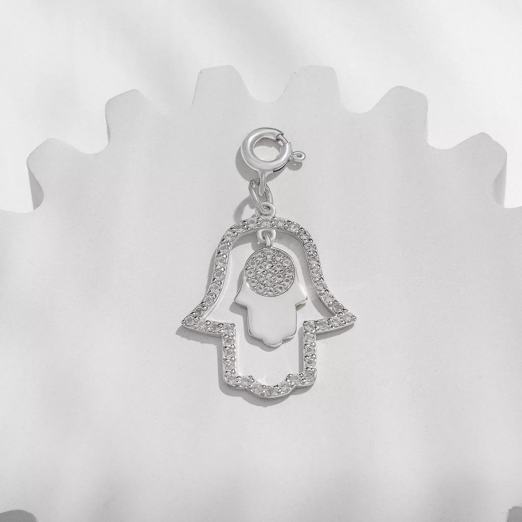 Подвеска две Хамсы с топазами ( на карабине) (Ag 925)