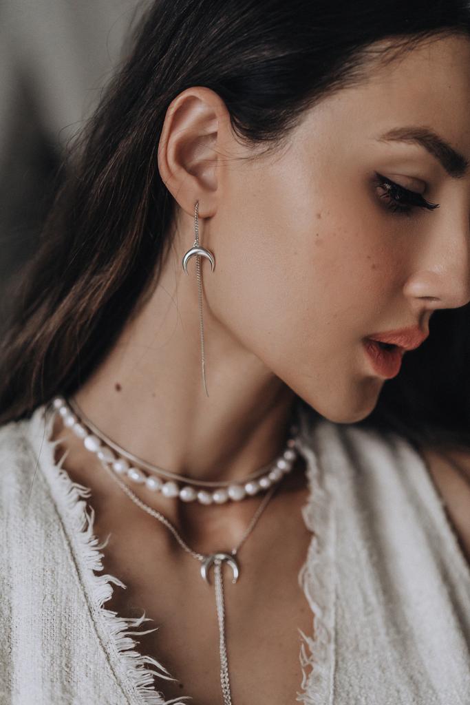 Серьги-подвески с Луной (Ag 925)