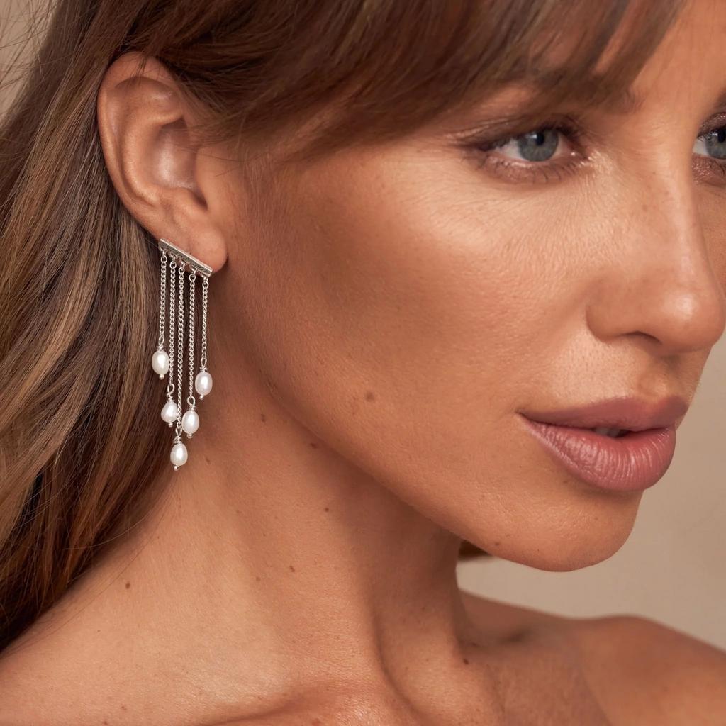 Серьги "Fidelity" с жемчугом (Ag 925)