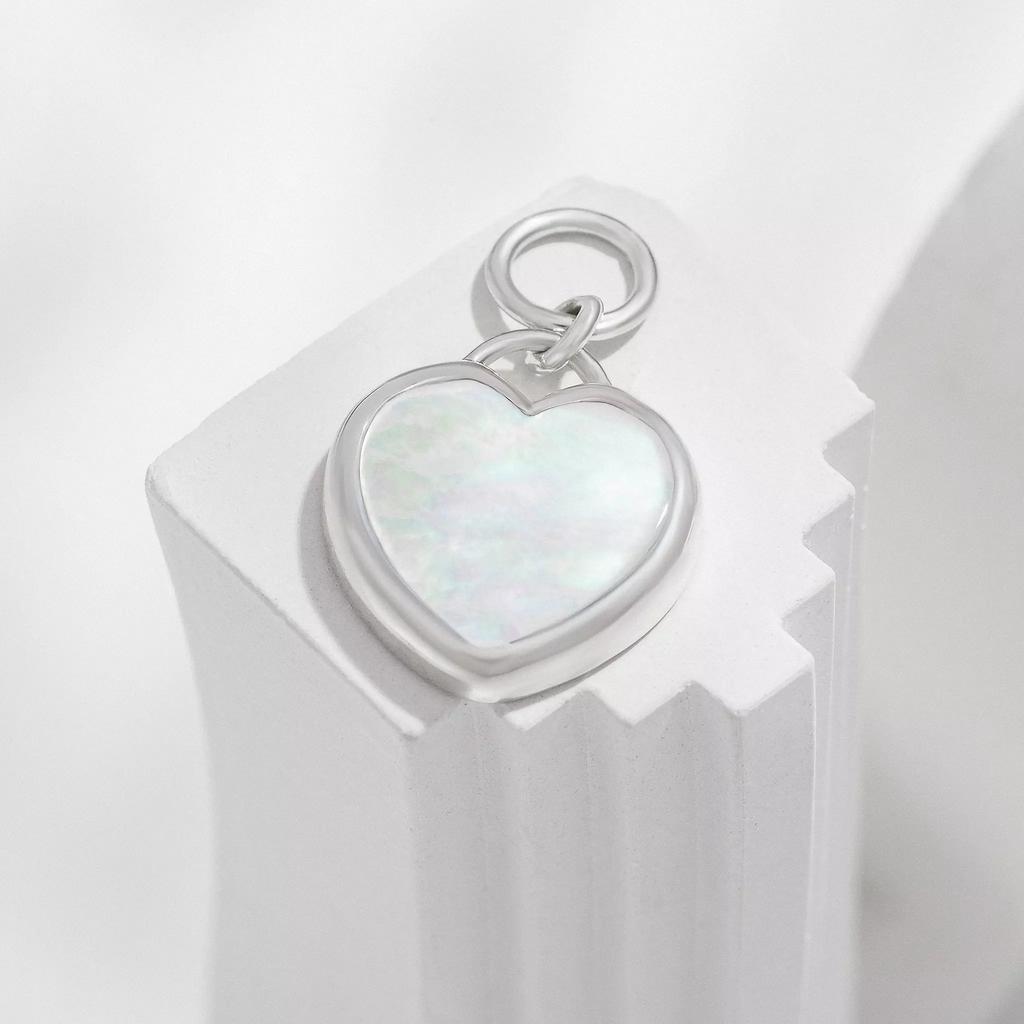 Подвеска на серьгу сердце из перламутра  (Ag 925)