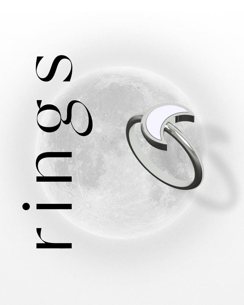 Кольцо Месяц с белым пеламутром (Ag 925)