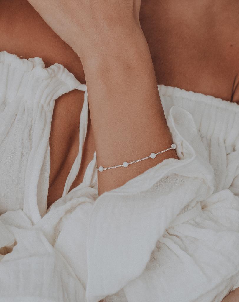 Браслет с белым агатом (Ag 925)