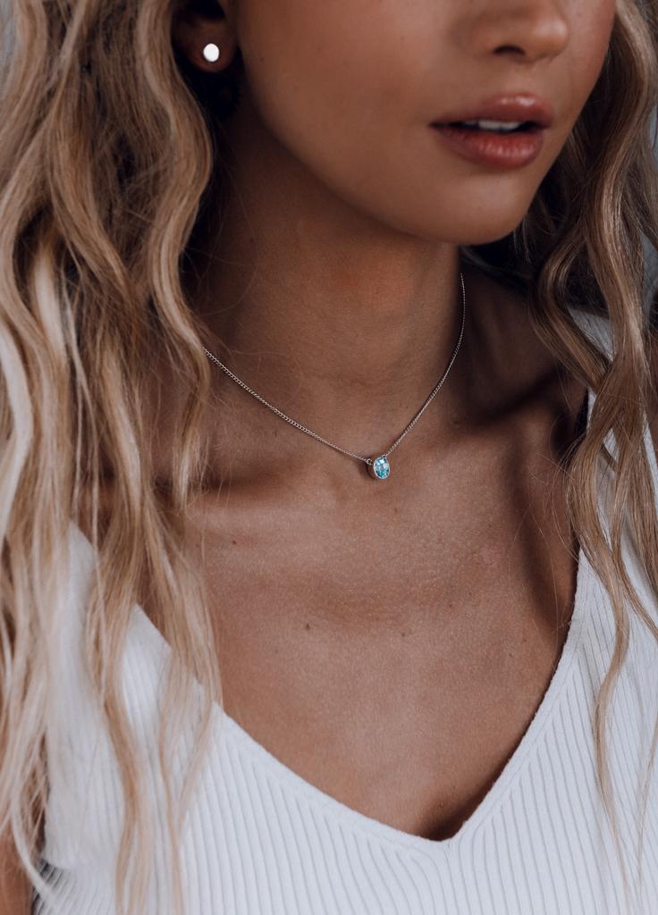 Подвеска с овальным топазом Sky (фасет) (Ag 925)