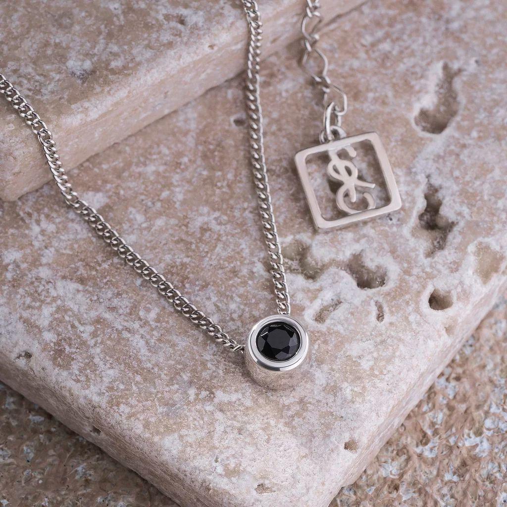 Подвеска с круглым чёрным цирконом каст (Ag 925)