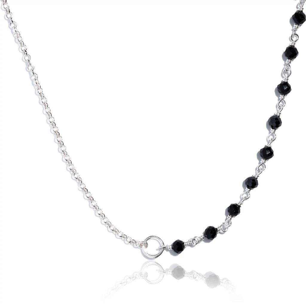 Подвеска половинка с чёрным ониксом "Добавь смысл" (Ag 925)