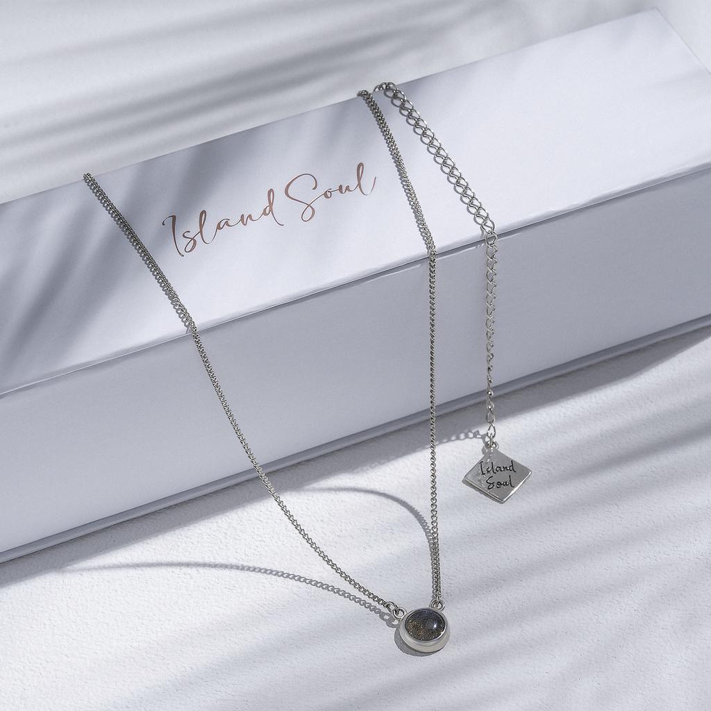 Подвеска с круглым лабрадоритом M (15-17 мм) (Ag 925)