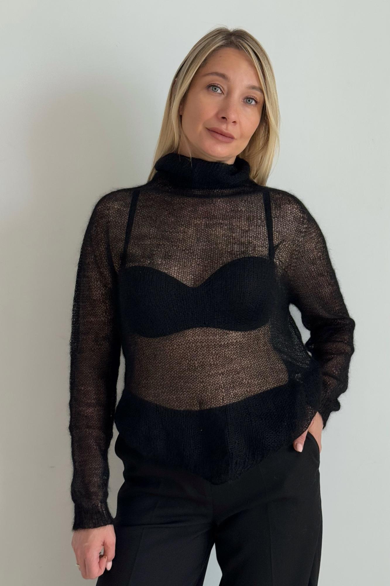 Паутинка с горлом-стойка черная