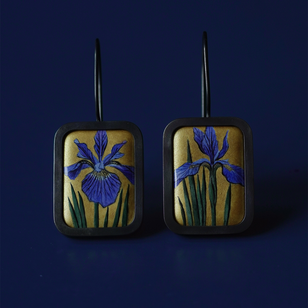 Серьги с горячей эмалью ИРИСЫ на заказ