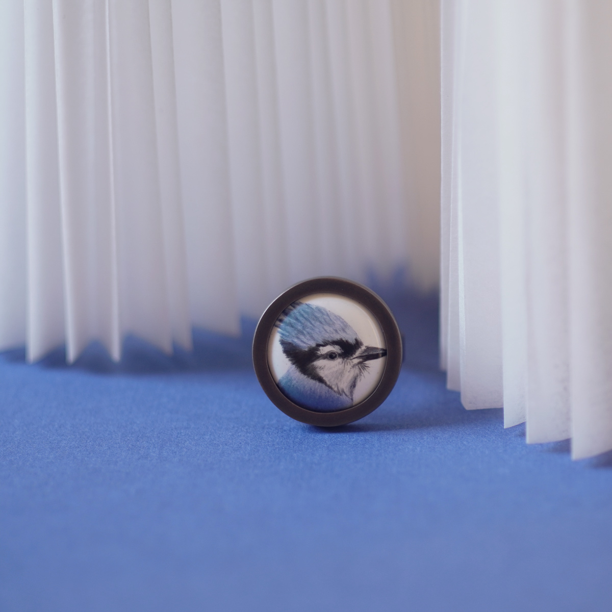 Кольцо с горячей эмалью ГОЛУБАЯ СОЙКА на заказ