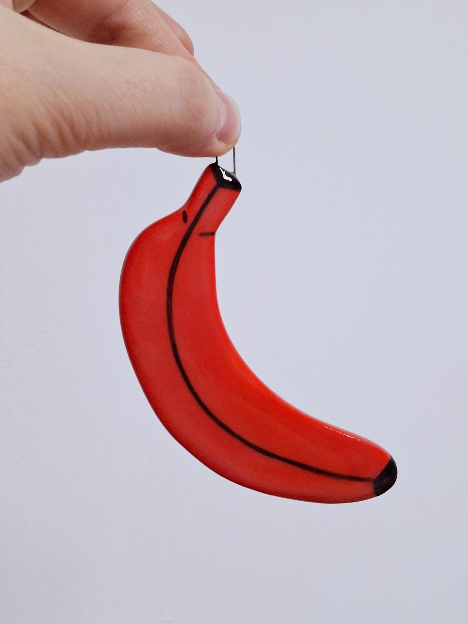 Игрушка ёлочная. Украшение для дома. Банан красный. Уорхол
