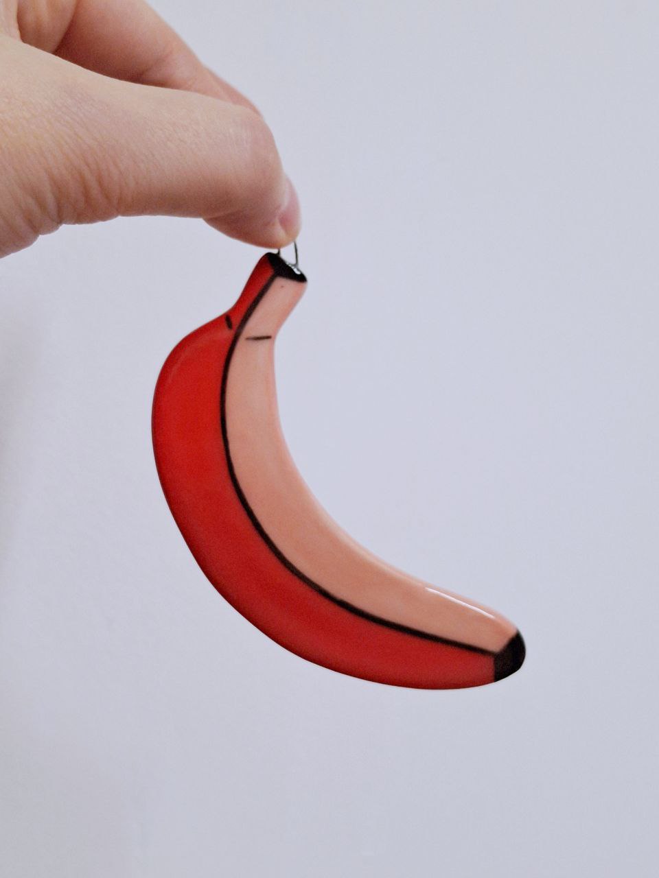 Игрушка ёлочная. Украшение для дома. Банан красный/розовый. Уорхол