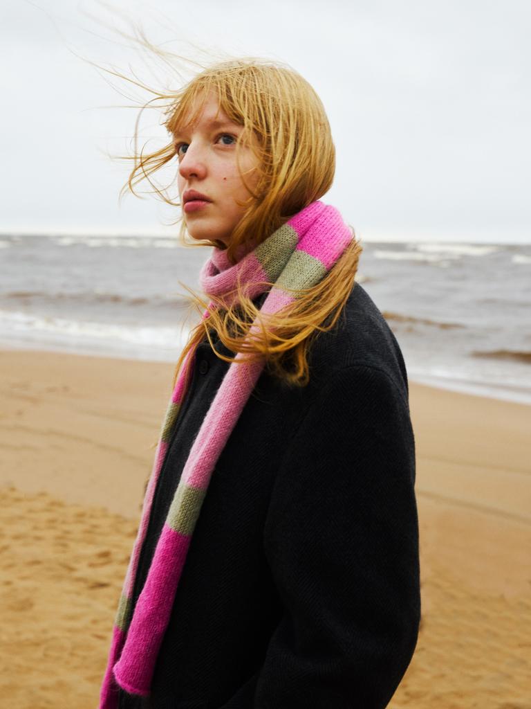 Шарф Snake kid mohair Pink and Dry Grey