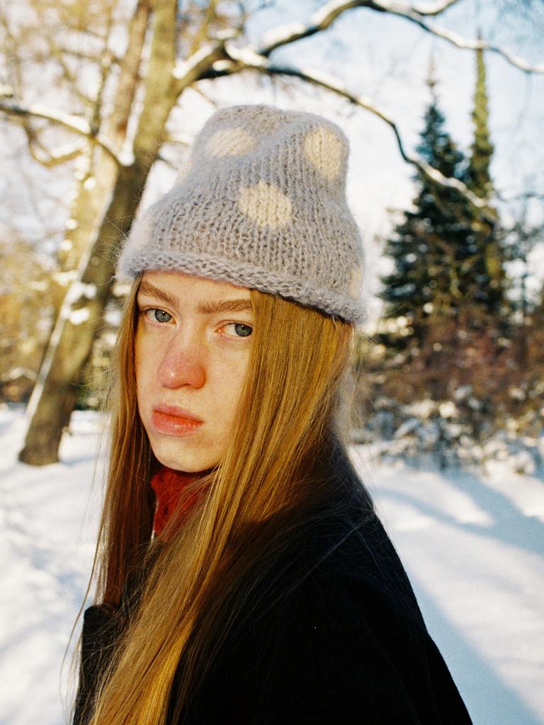 Шапка Mohair Dots Grey&Cream