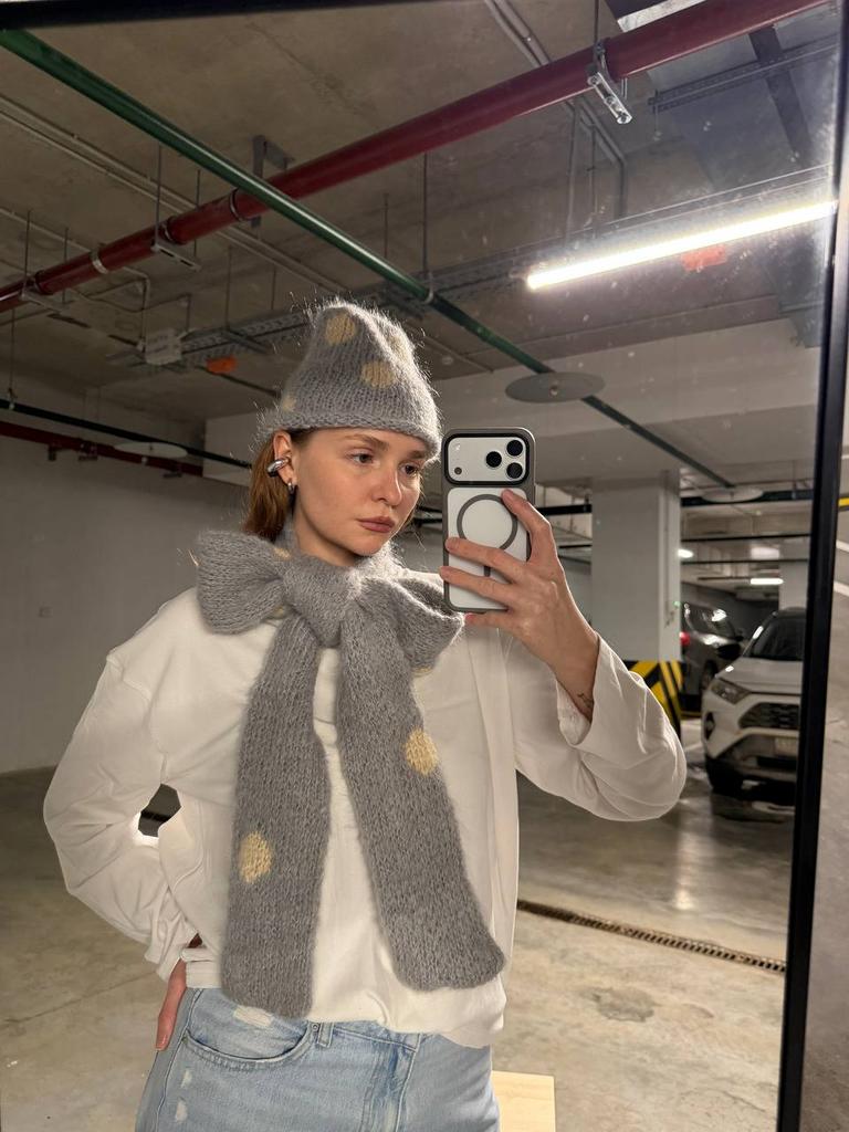 Шарф Snake Dots Grey&Cream