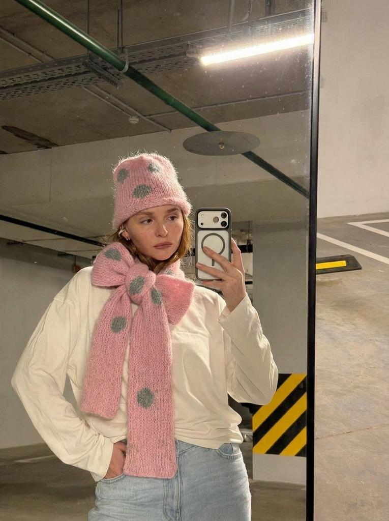 Шарф Snake Dots Pink&Grey