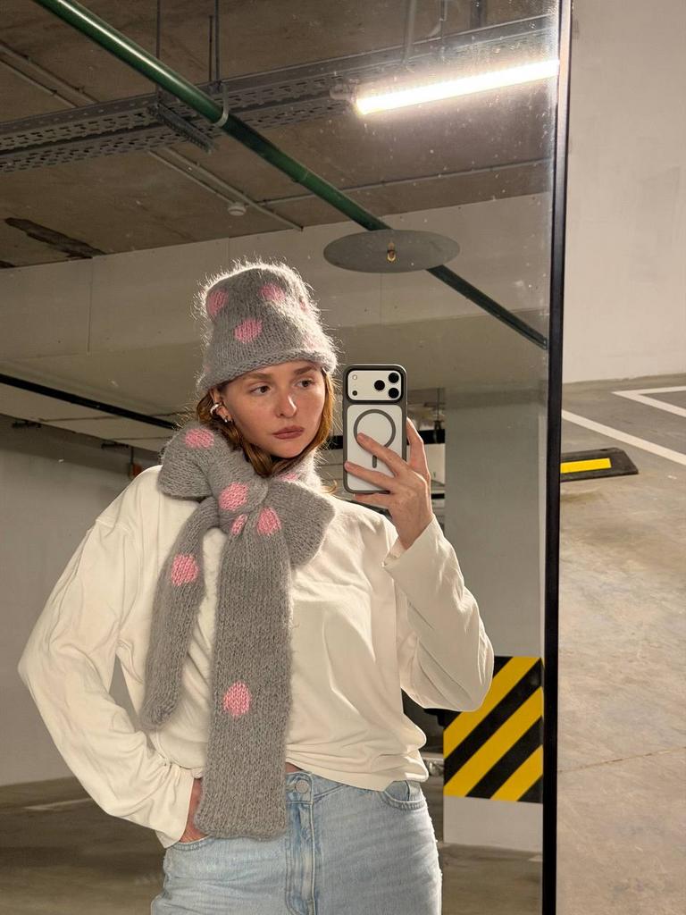 Шарф Snake Dots Grey&Pink