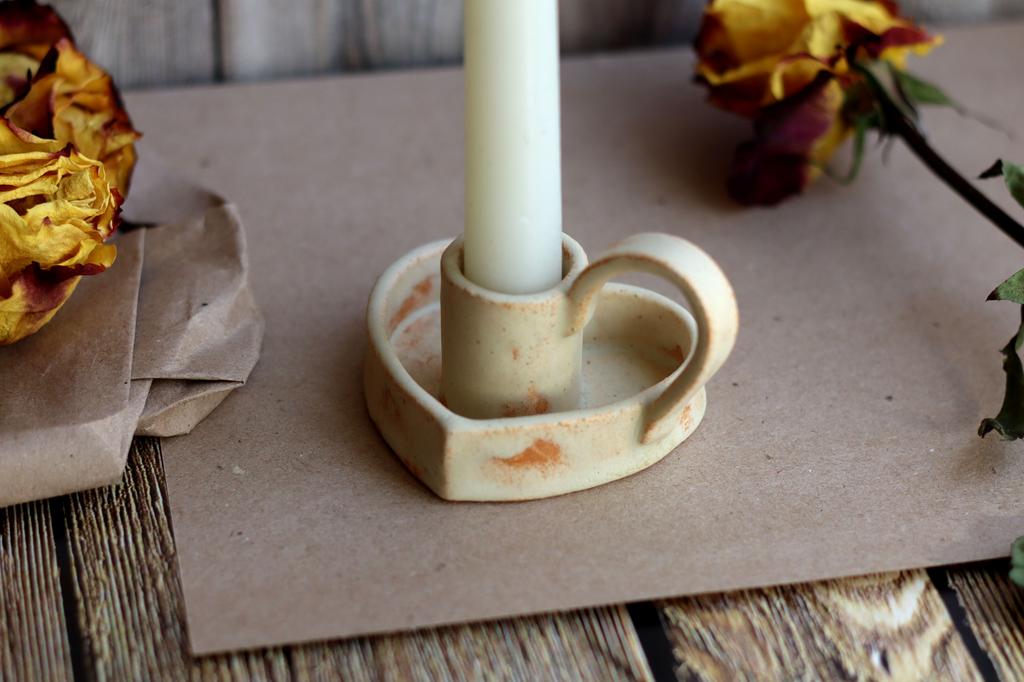 Подсвечник "Сердце малое" цвет "сено"