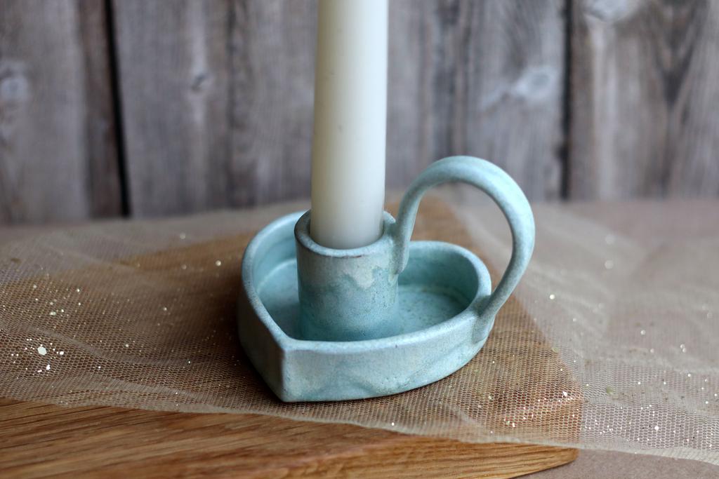 Подсвечник "Сердце" цвет "мята"