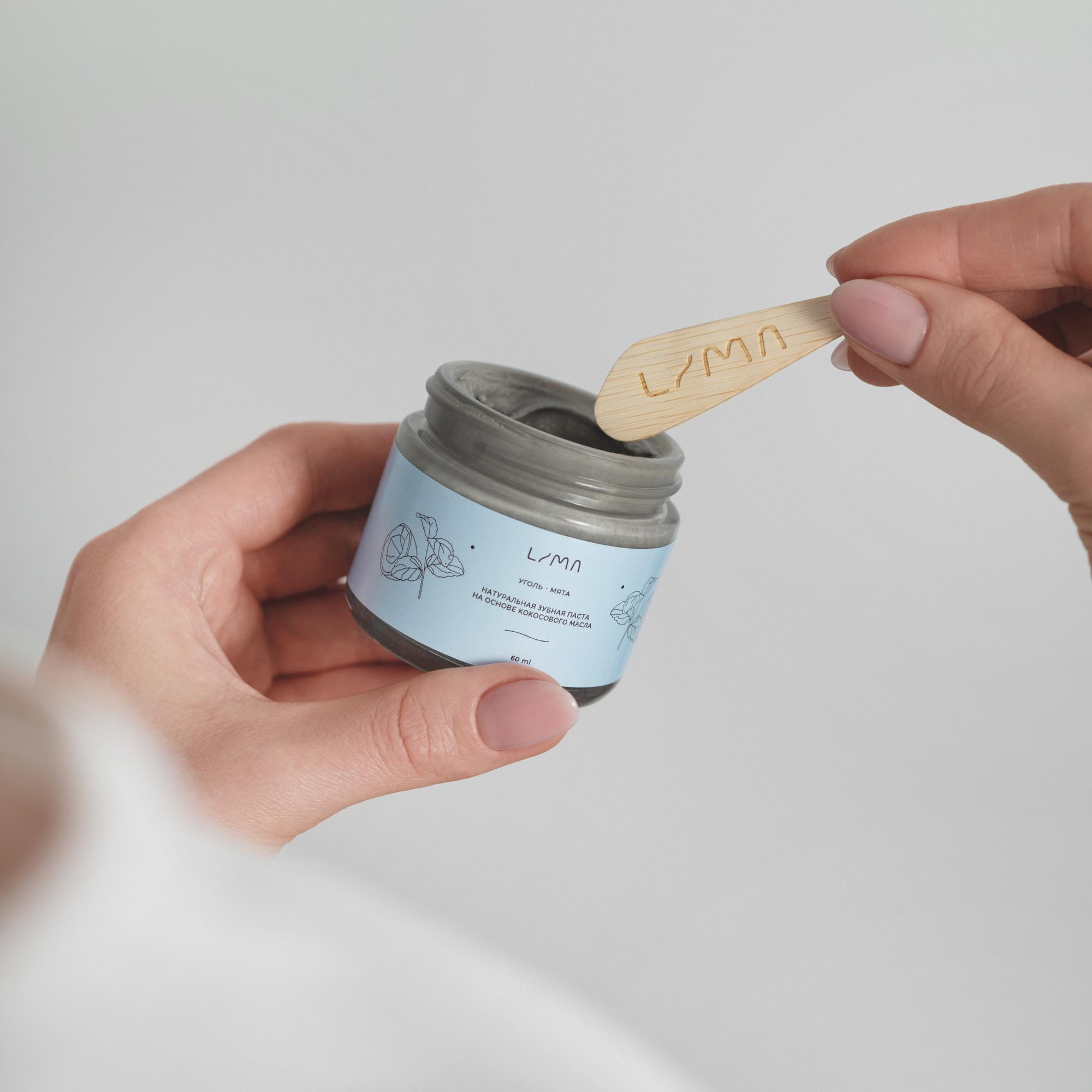 Натуральная минеральная зубная паста LiMa на основе кокосового масла, Уголь-Мята