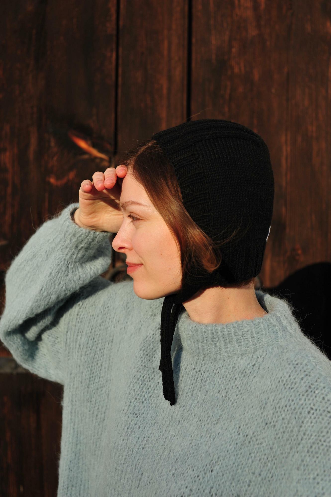 Чепчик из 100% кашемира чёрный #1